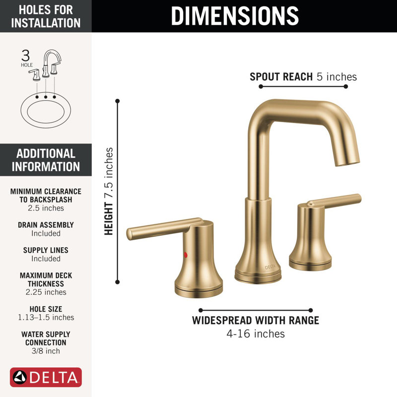 Two Handle Widespread Bathroom Faucet, Champagne Bronze