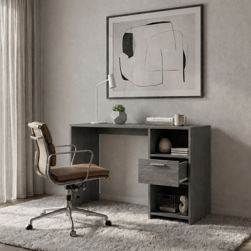 Arlington 43" Wide Computer Desk, Gray Oak