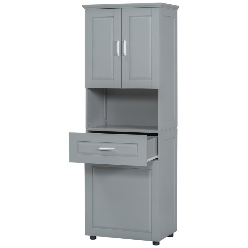 Armoire de salle de bain avec panier à linge 69,92 po Keriel, Gris
