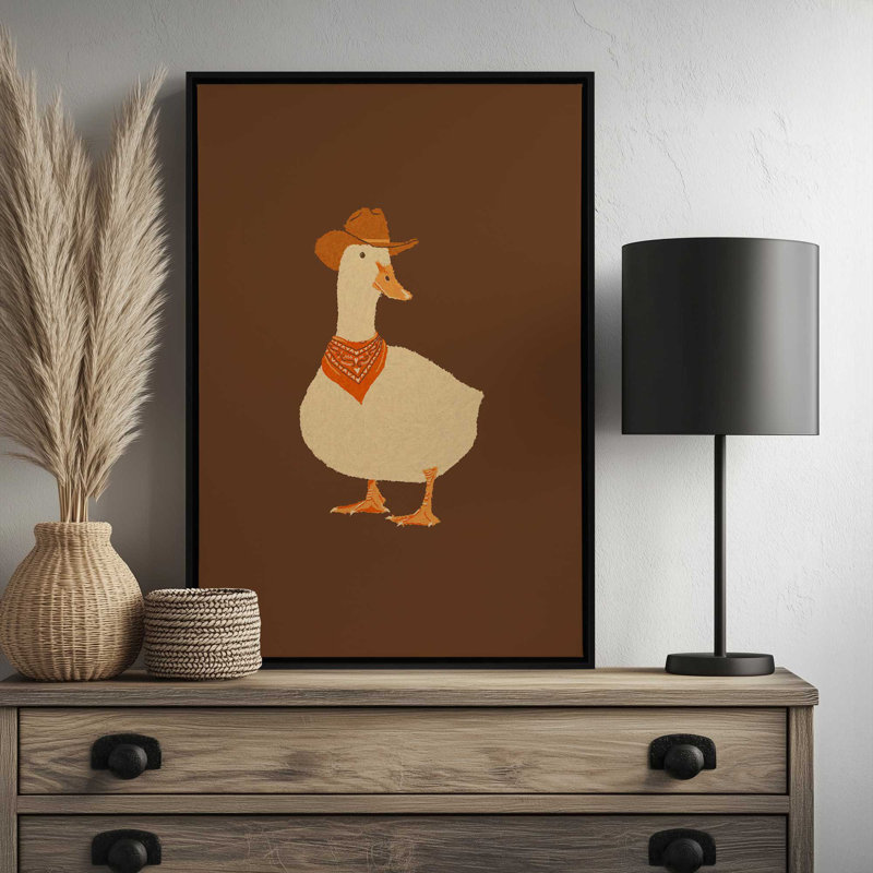 «Bo The Cowboy Duck» par Anyone Can Yeehaw, reproduction d'art, H 16 po x l 12 po, Impression encadrée sans passe-partout
