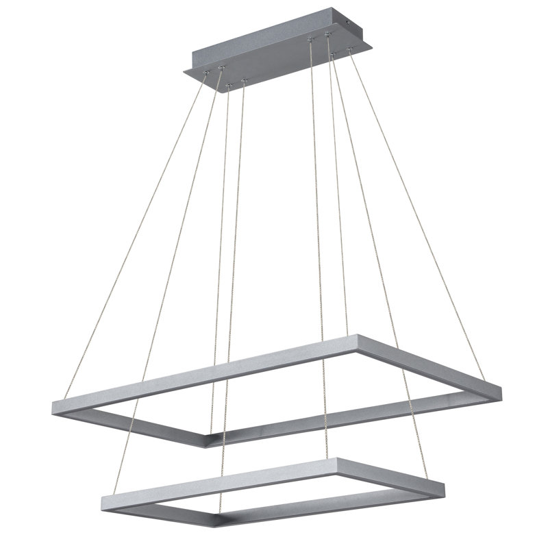 Atria Duo 29" Linear Integrated LED Pendant Height Adjustable ETL Certified Two-Tier Chandelier, Silver