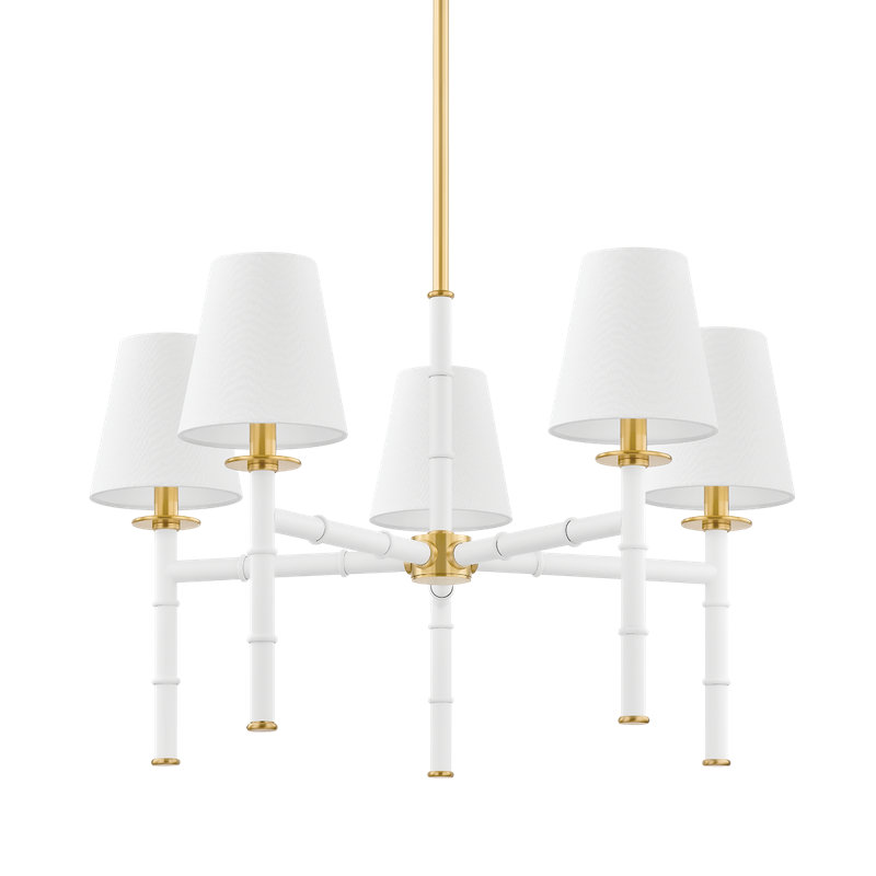 Lustre 5 lumières Banyan par Ariel Okin x Mitzi, Laiton vieilli / blanc doux