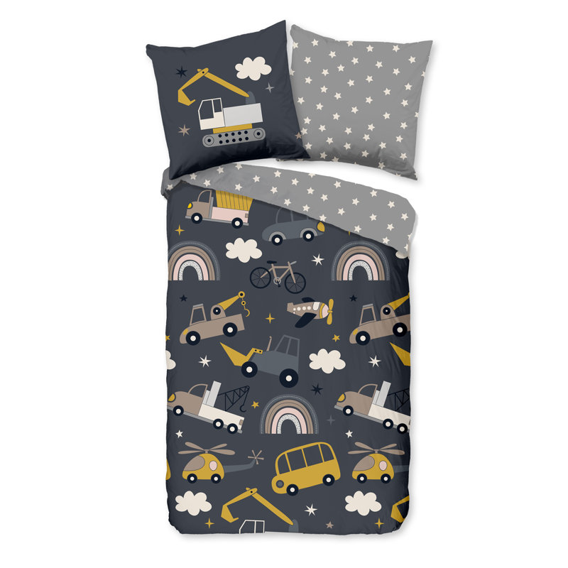 Cotton Abstract Duvet Cover with Pillowcases