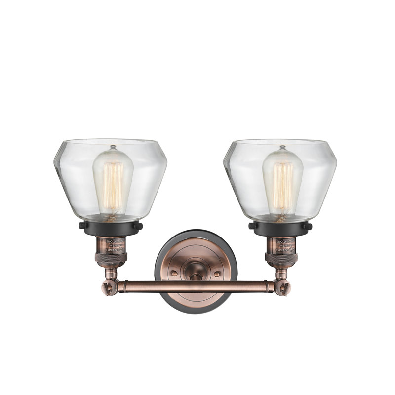 Éclairage de meuble-lavabo en cuivre antique 2 lumières Rivka, Transparent