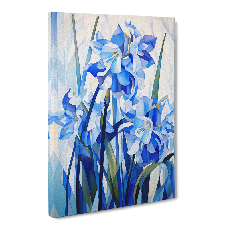 Bluebell Flower Cubism - Art Prints - Wrapped Canvas, 76cm H x 50cm W x 3cm D