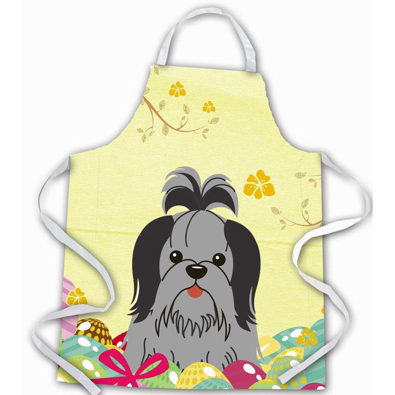 Tablier œufs de pâques, Jaune / chocolat, Shih Tzu