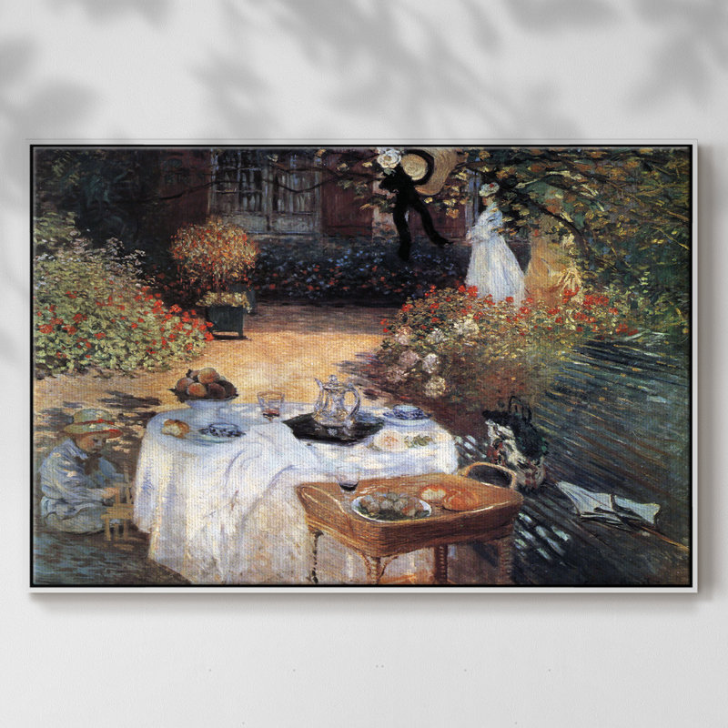 Le déjeuner encadré sur toile par Claude Monet, H 27 po x l 41 po x P 2 po, Blanc