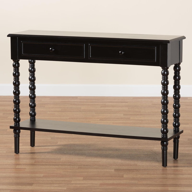 Laura Baxton Studio Malinda Classic Black Wood 2-Drawer Console Table With Spindle Legs, Black