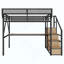 Lit mezzanine avec bureau et station de charge, lit mezzanine en métal avec escalier et lumière pour enfants adolescents-934794714