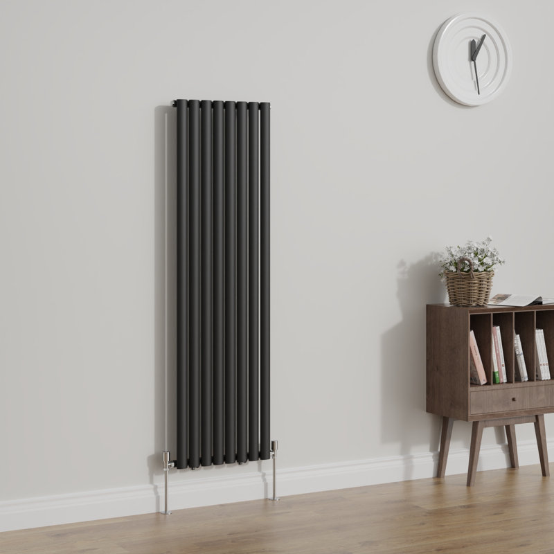 Shoshana Vertical Oval Panel Radiator, Normal Black, 1, 160cm H x 23.6cm W