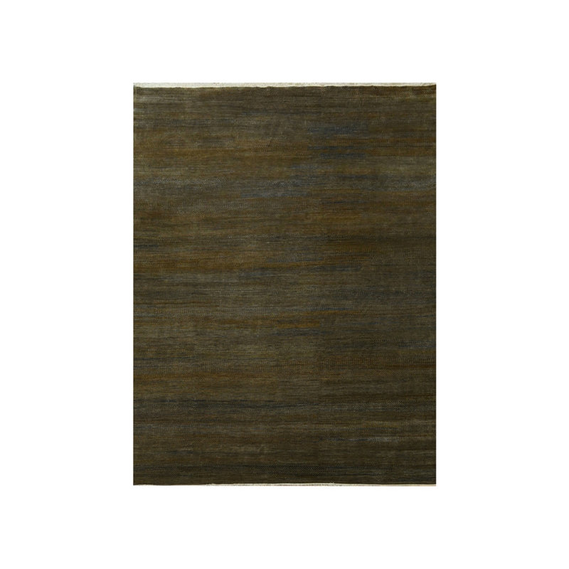Tapis oriental brun en laine et en soie noué à la main 9 pi x 11 pi 10 po