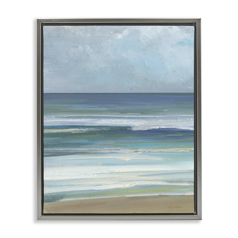 Cadre flottant Calming Beach Wave Visage, design par Sally Swatland, Cadre flottant gris lustré, H 21 po x l 17 po