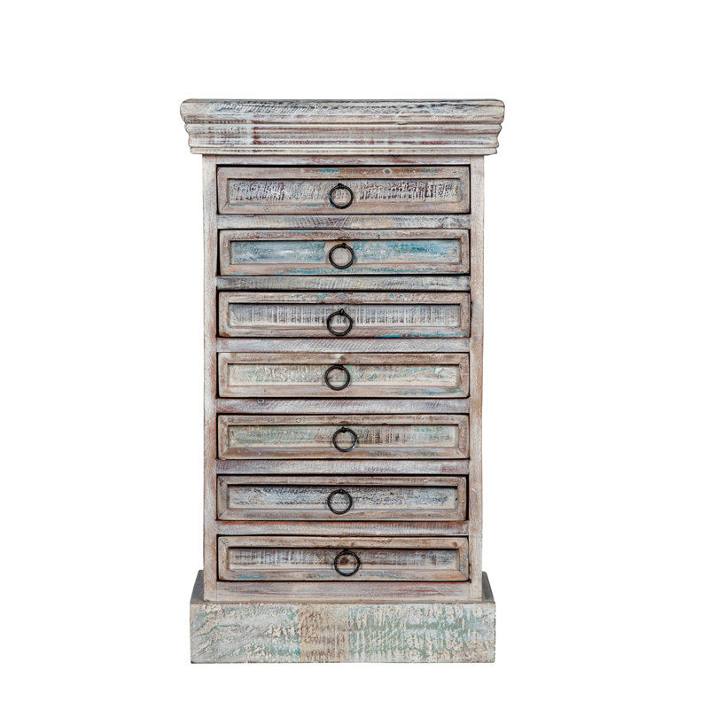 Solid Wood Jewelry Armoire, White Washed