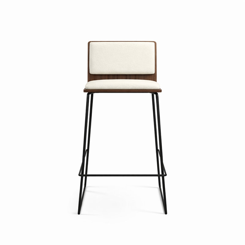Tabourets Corona, Tissu blanc cassé, Noir, Tabouret de bar (siège d'une hauteur de 29 po)