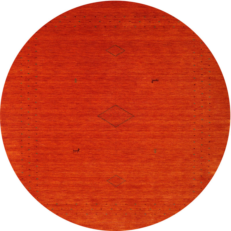 Tapis contemporain orange, Rond 7 pi x 7 pi