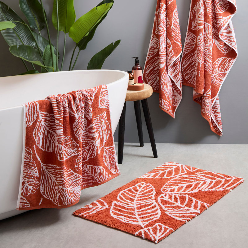 Matteo Cotton Non-Slip Bath Mat, Terracotta