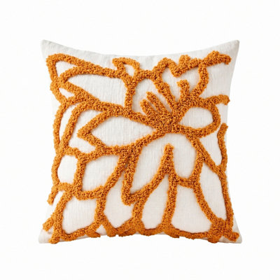 Decorative Chenille Throw Pillow Covers, 18 X 18 Inches, Floral Tufted Design