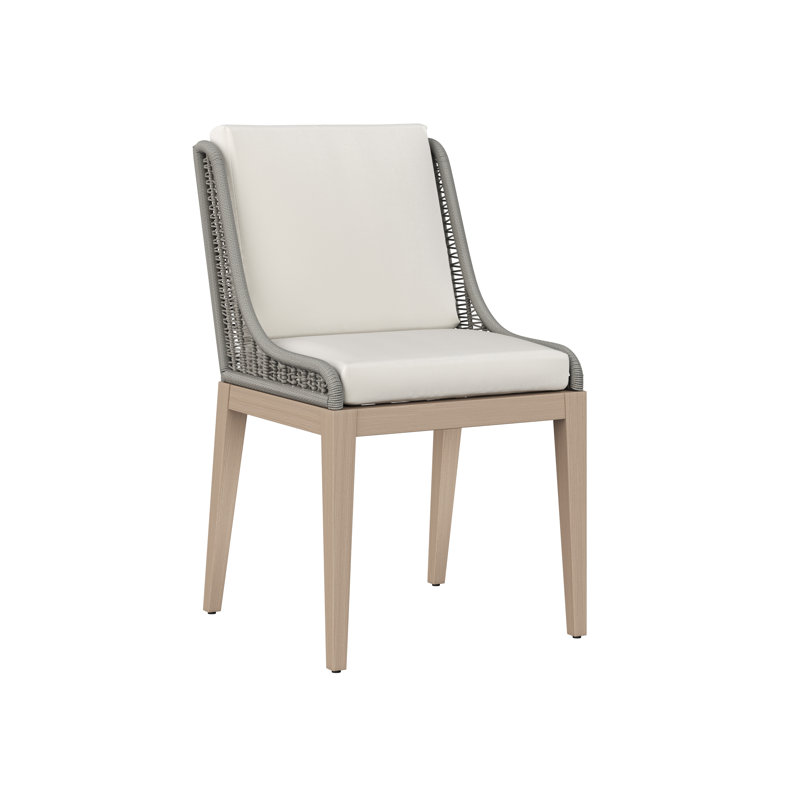 Sorrento Outdoor Teak Dining Side Chair, Off White, Brown