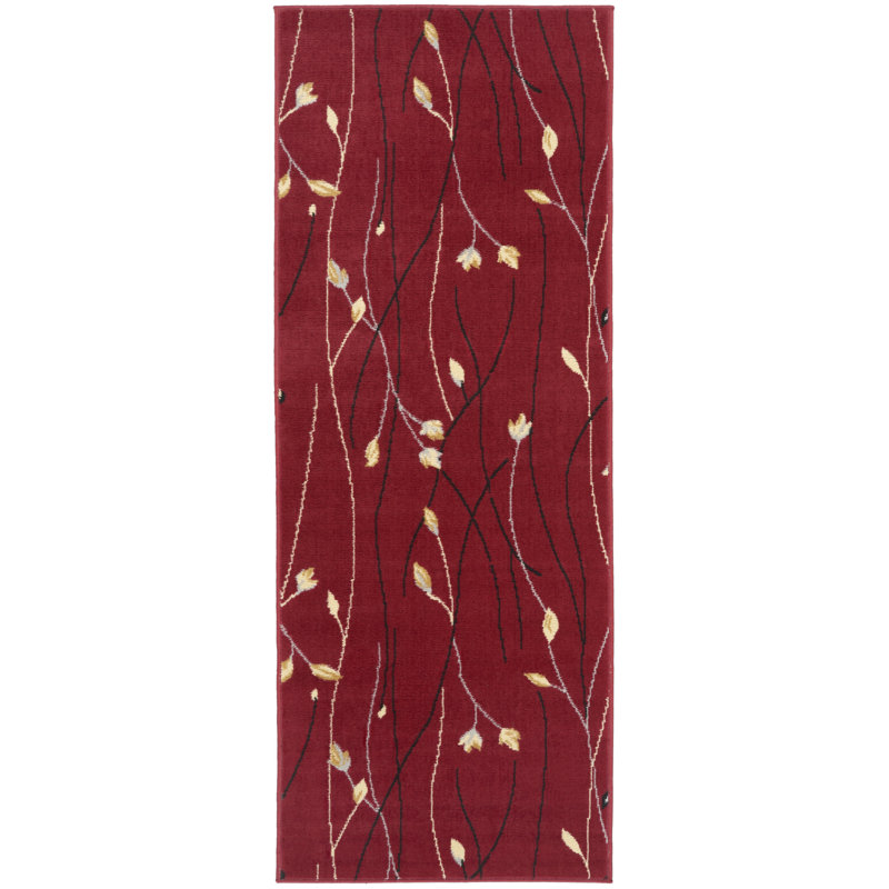 Tapis rouge Bo Botanical Eclectic, Tapis de couloir 2 pi 3 po x 7 pi 6 po
