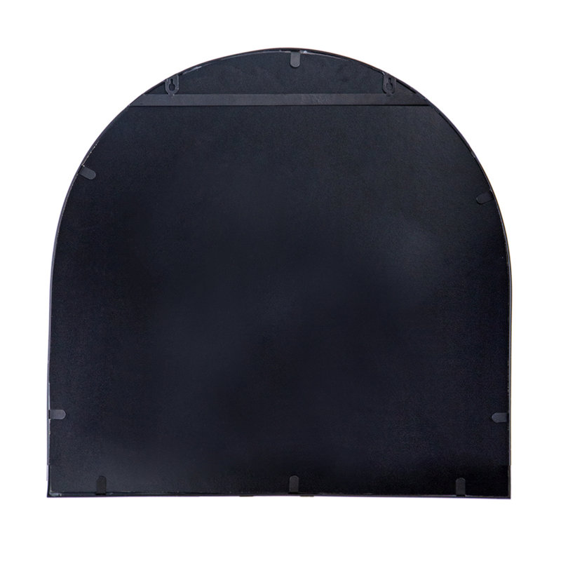 Miroir décoratif de forme arquée en métal de fer 33 po x 31 po pour salle de bain, chambre à coucher, entrée, Noir