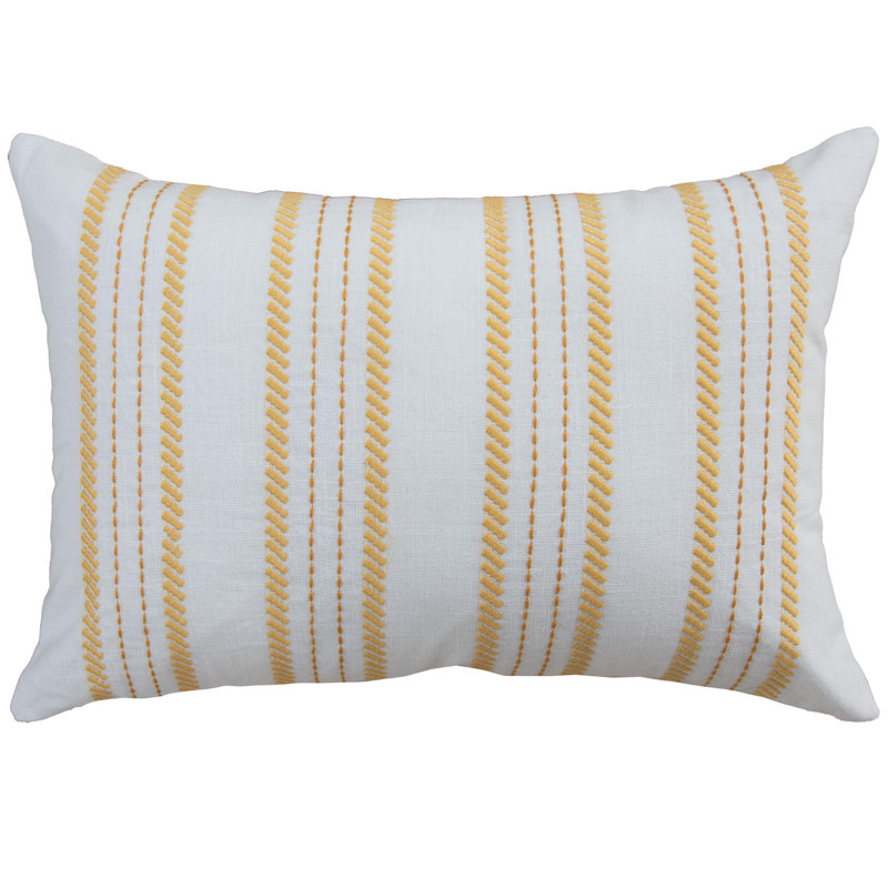 100% Cotton Down Filled Throw Pillow, White/Yellow, Down Blend