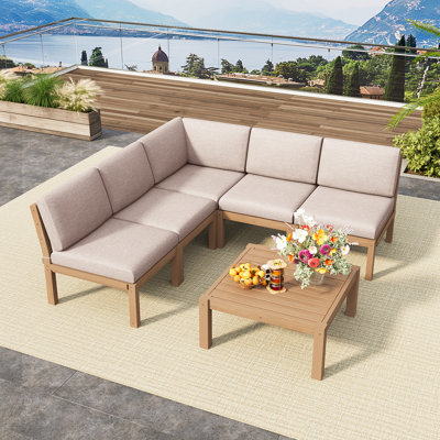 Ensemble de conversation pour l'extérieur 5 personnes, teck