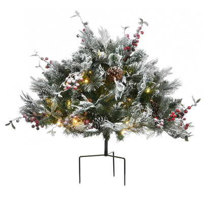Snowy Bedford Urn Filler with Battery Operated LED Lights