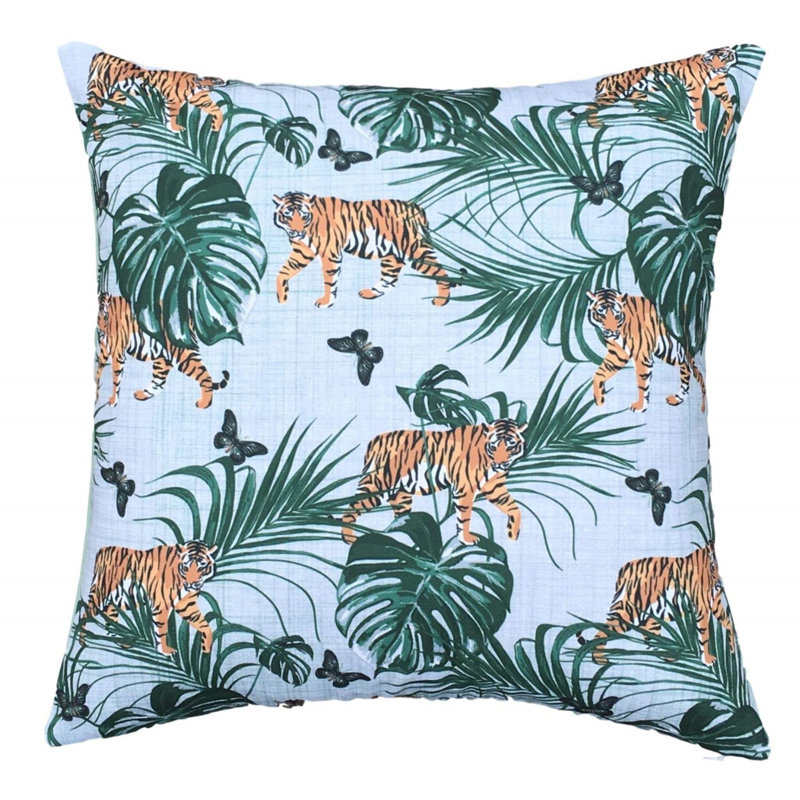 Wainfleet Tiger Indoor / Outdoor Animal Print Square Throw Pillow Cover, 65cm H x 65cm W x 2cm D