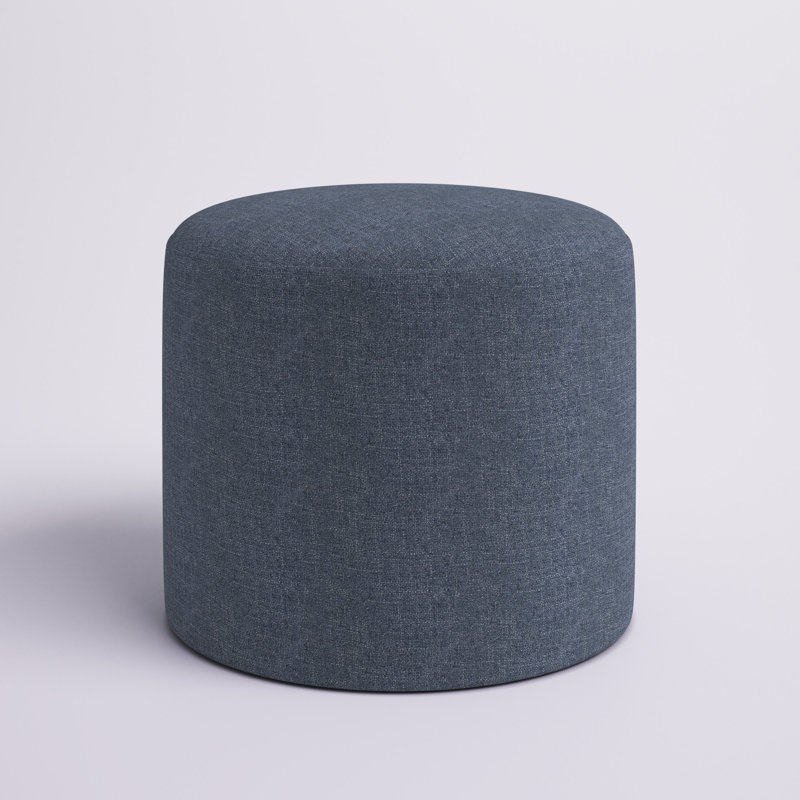 Upholstered Pouf, Blue Twill