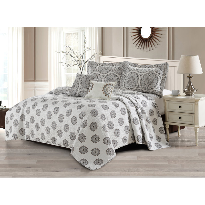 Ensemble de courtepointes en microfibre 5 pièces, Courtepointe très grand, 2 taies décoratives et