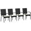 Chaises de salle à manger empilables en rotin avec coussins, ensemble de 4 chaises de patio en osier avec accoudoirs et dossier pour terrasse, terrasse