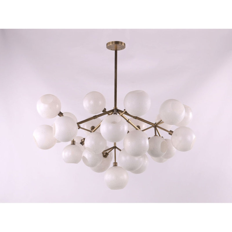 Lustre en cristal de neige, H 70 po x l 75 po x P 75 po, Bronze antique