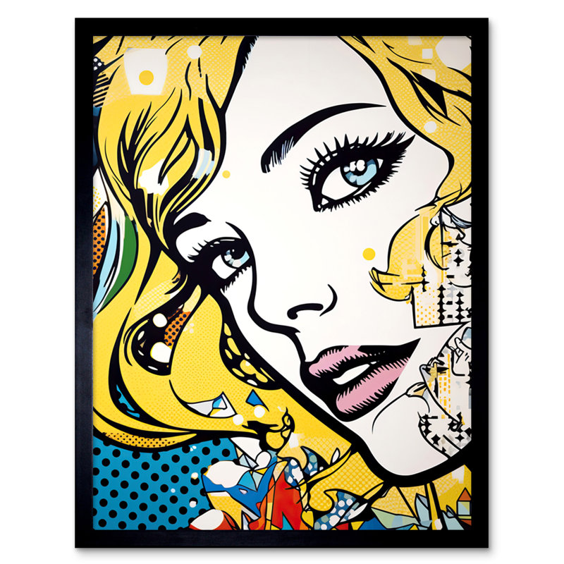 Adai Blonde Woman Face Comic Book Style Portrait Blue Eyes - Single Picture Frame Print