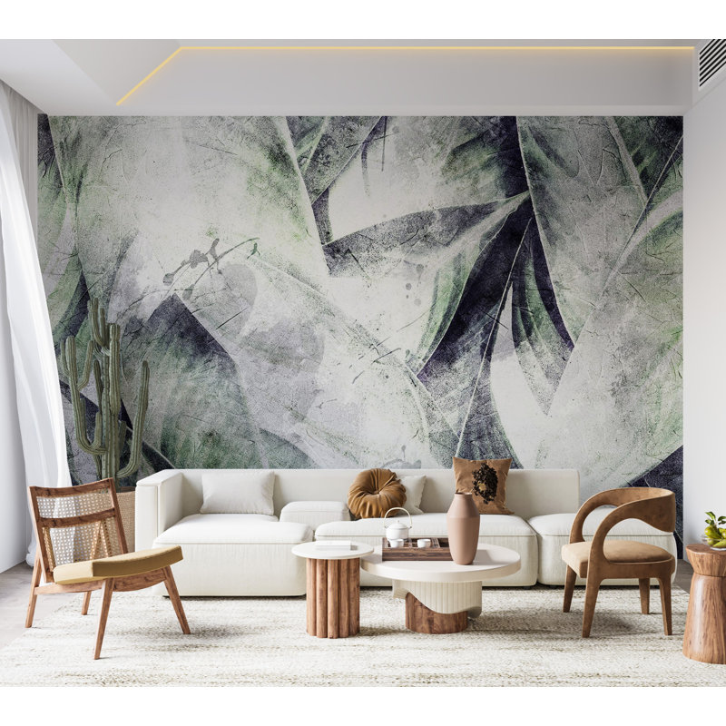 Murale botanique pelez et collez - Jungle éclectique, L 124 po x l 173 po