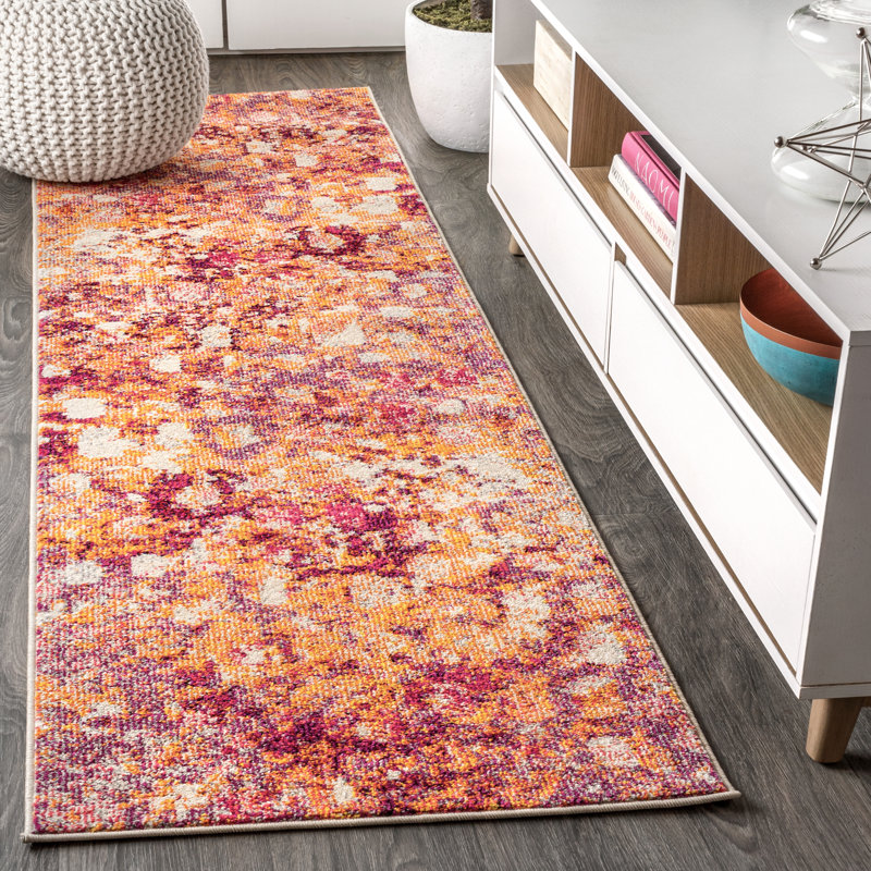 Lasley Contemporary POP Modern Abstract Pink/Orange Rug, Runner 2'3" x 8'