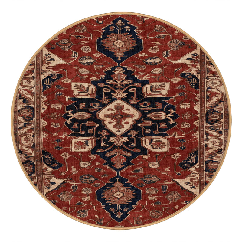 Tapis brun lavable à la machine, Rond 3 pi