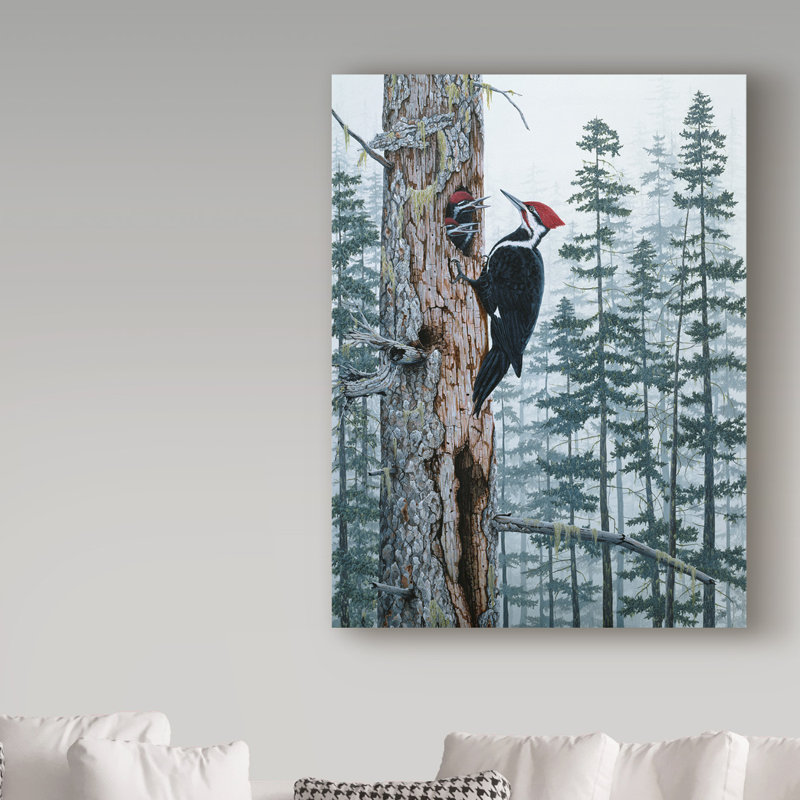 «Piliated Woodpeckers» par Fazulla, impression sur toile tendue, H 47 po x l 35 po x P 2 po