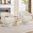 Modern Swivel Barrel Accent Chair, 360° Upholstered Armchair with Striped Backrest & Plush Padding-2108596012