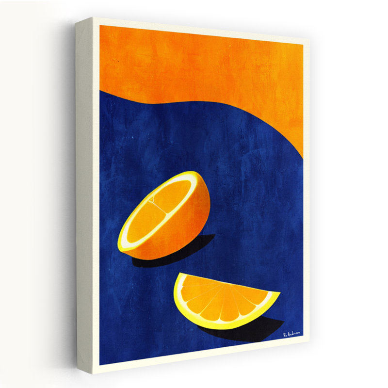 Fresh Orange Slices Abstract Colorful Geometric Fruit Wall Art, 24" H x 16" W