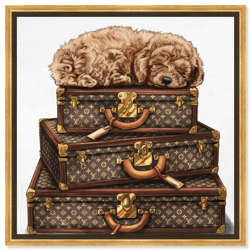 " Sleeping Poodle ", 16" H x 16" W x 1.5" D, Gold Framed