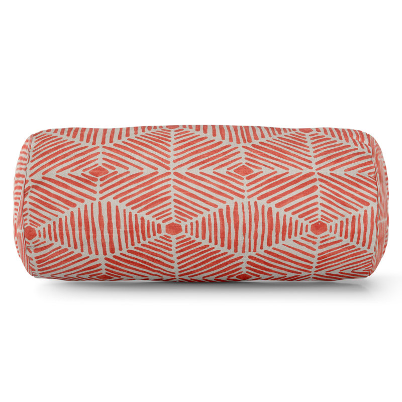 Charlie Geometric Bolster Cotton Throw Pillow, Salmon