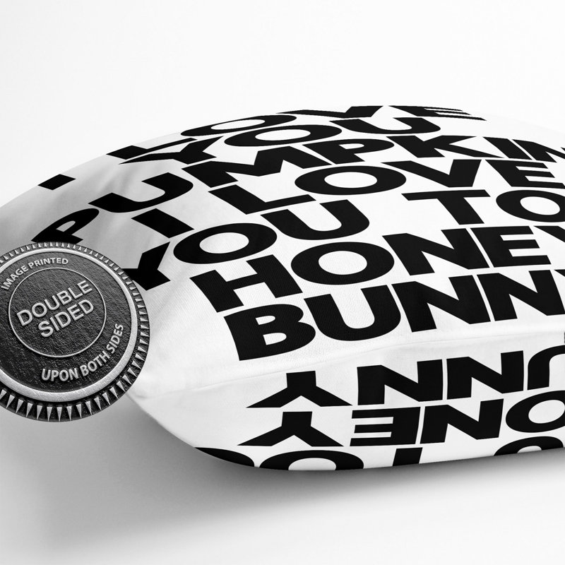 Pumpkin and Honey Bunny Typography Scatter Cushion, 55cm H x 55cm W x 20cm D