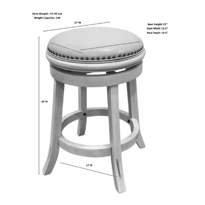 Élégant tabouret de bar 25 po ivoire avec confort pivotant