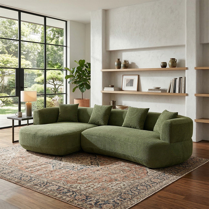 CanapÃ© d'angle modulaire moderne incurvÃ© de 110,5 po avec coussins dÃ©coratifs, canapÃ© rembourrÃ© Ã  assise profonde 4 places pour le salon