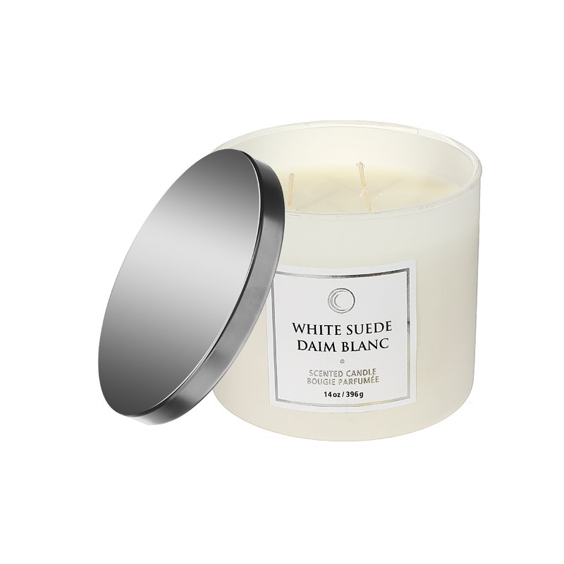 Ensemble de 2 bougies parfumées en suède blanc