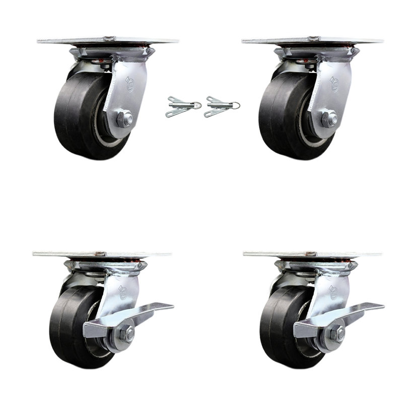 Ensemble de 4 roulettes en caoutchouc sur aluminium