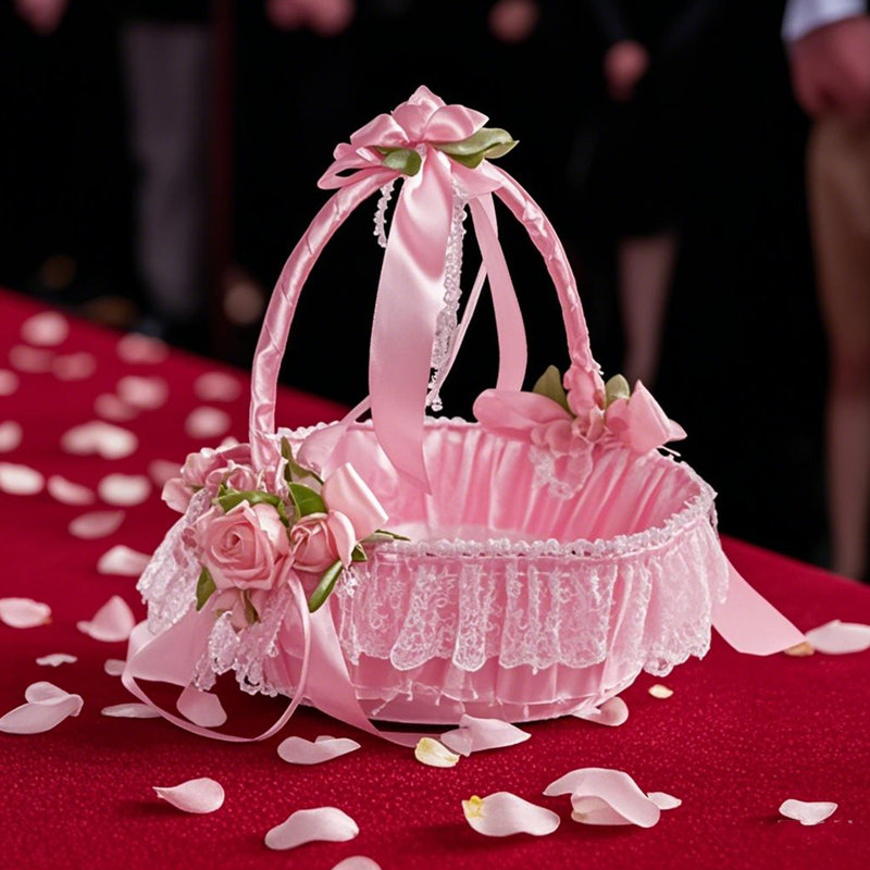 Panier de mariage Flower Girl, Rose