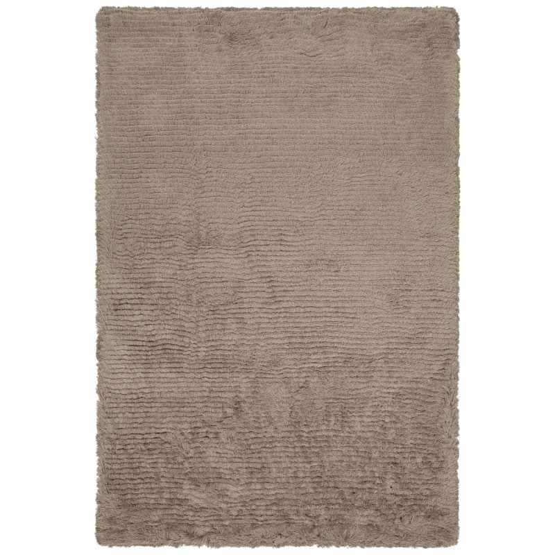 Tapis brun / beige en polyester tissé à la main Delaria, Rectangle 5 pi x 7 pi 6 po, Brun / Beige