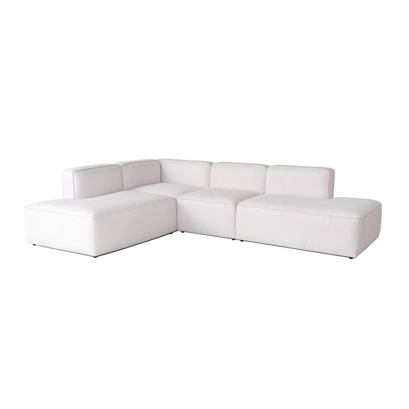 Canapé d’angle, H 27,2 po x l 110,2 po x P 82,7 po, Mélange de polyester blanc