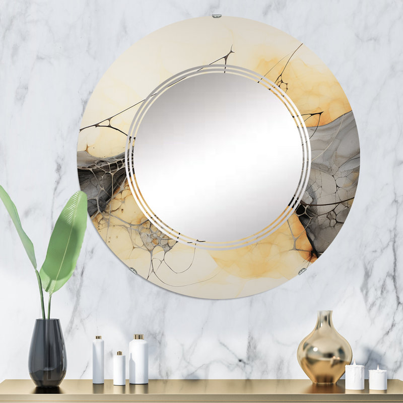 Molise - Miroir mural rond moderne, 32 po x 32 po